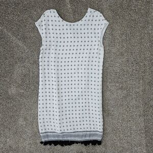 Madewell Scatterblock Tassel White & Black Shift Mini Dress Size XS Extra Small